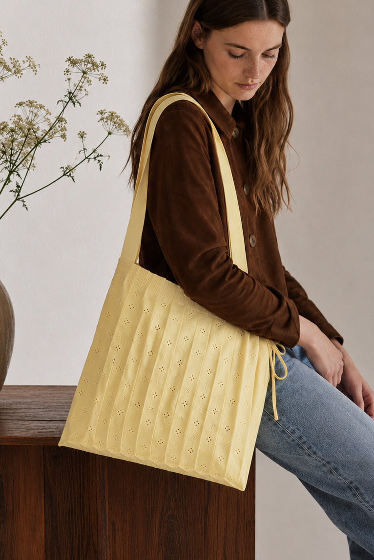 Fleur strikket taske - Butter Yellow